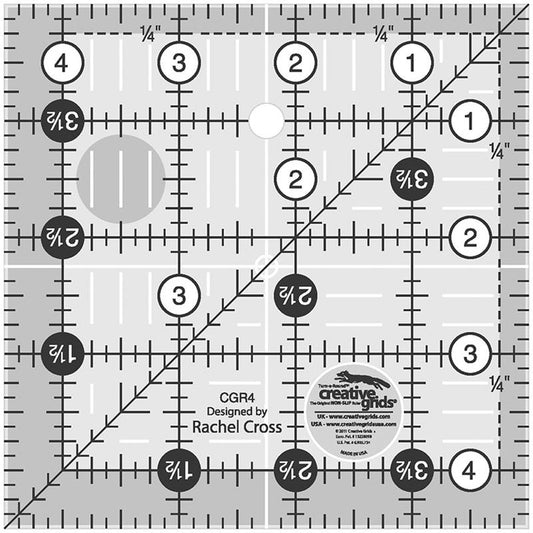 Creative Grids 4.5x4.5 inch square quilting ruler CGR4