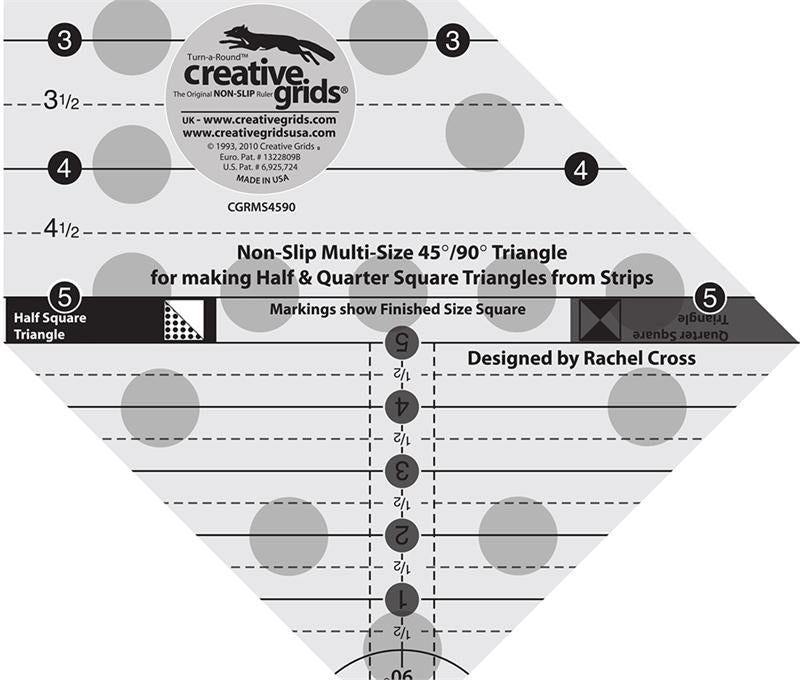Creative Grids Multi-size 45° & 90° Triangle Ruler CGRMS4590 for Sale at World Weidner