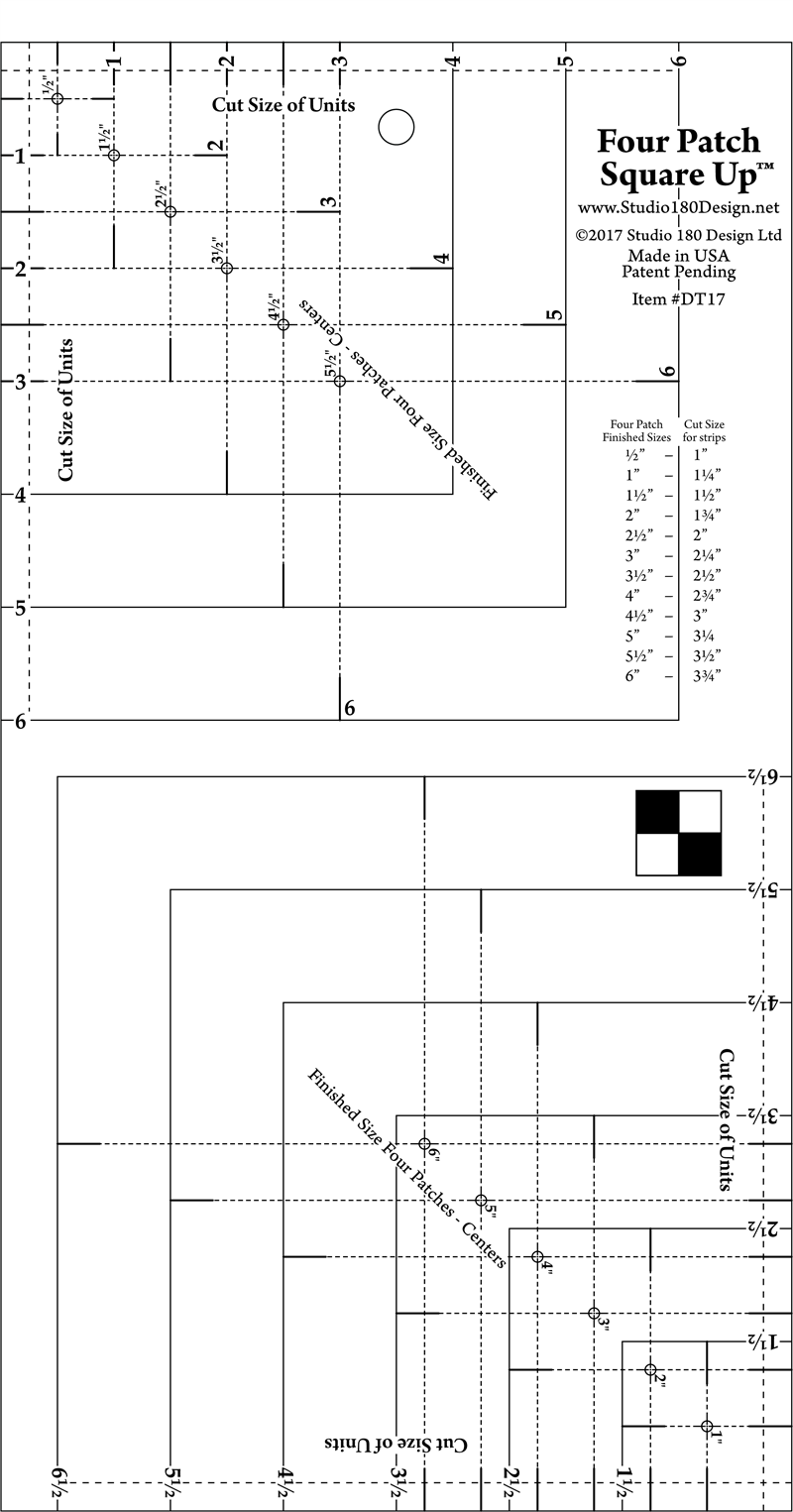 Studio 180 Design Four Patch Square Up Ruler Quilting Tool