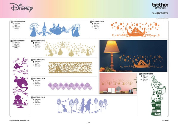 image of some the designs included in the Brother CADXDSNP12 ScanNCut Disney Design Collection