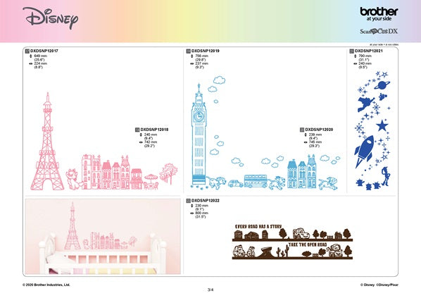 image of some of the designs included in the Brother CADXDSNP12 ScanNCut Disney Design Collection