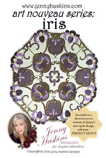 Janome Jenny Haskins Art Nouveau Series: Iris Embroidery Designs CD