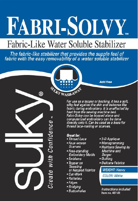 Sulky Fabri-Solvy - Estabilizador resistente al lavado - Perno de 20" x 25 yardas