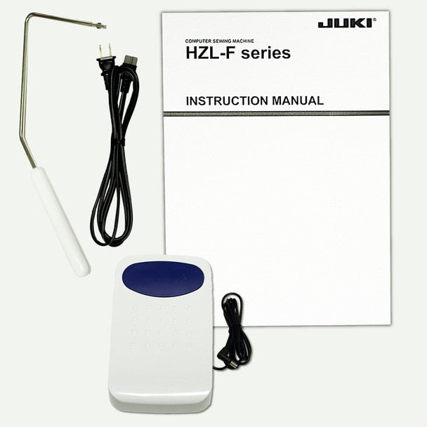 JUKI Exceed HZL-F400 view of instruction manual and accessories