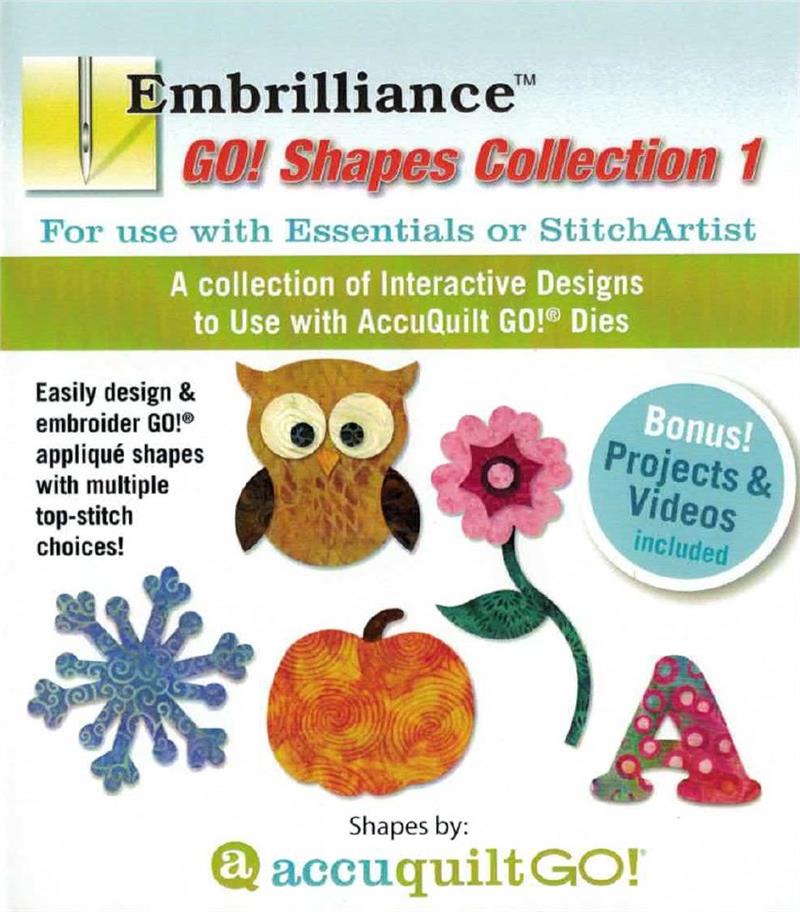 Embrilliance Accuquilt GO! Colección de formas 1 para Essentials y StitchArtist
