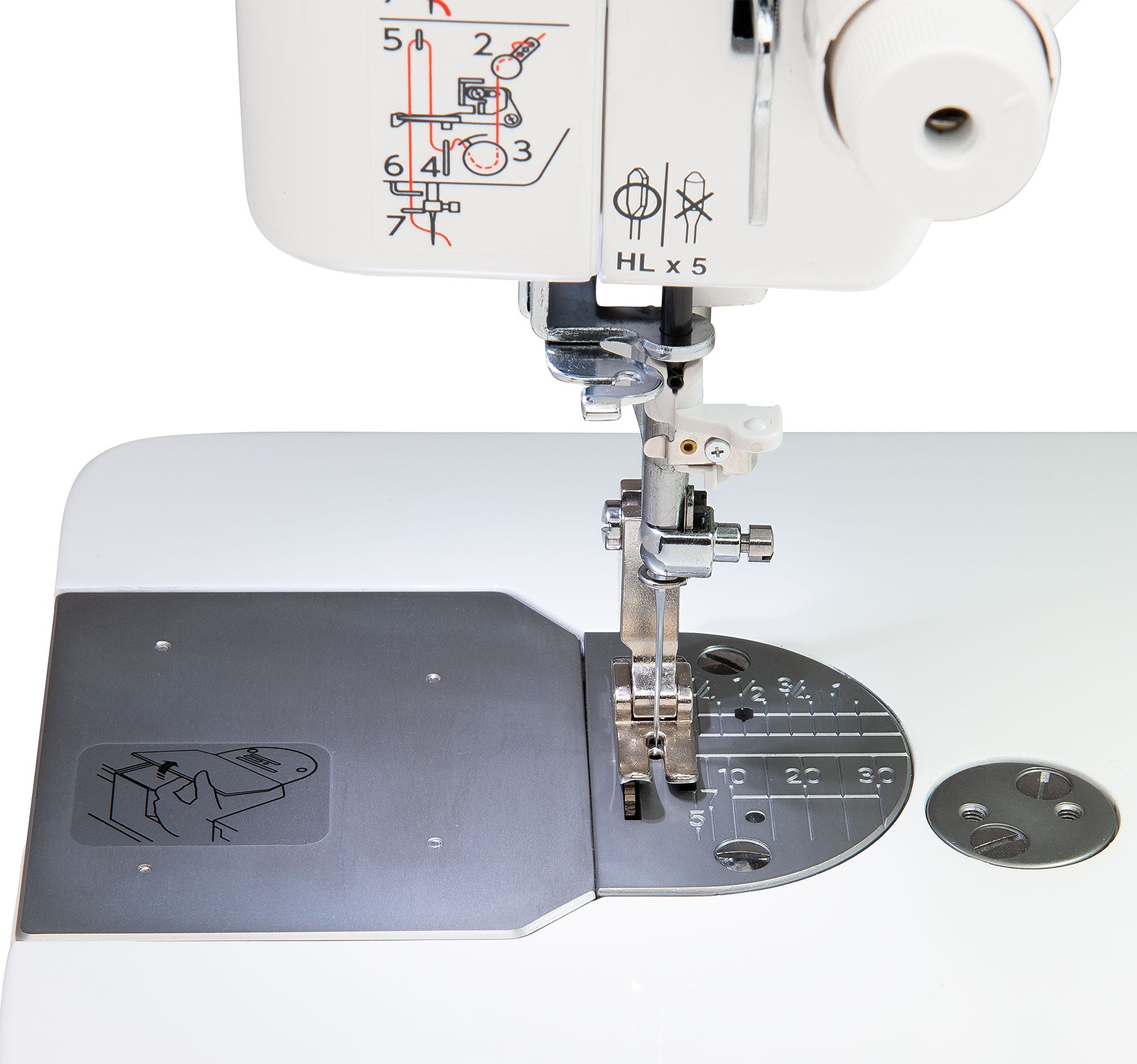 close up image of the Janome HD9 Sewing Machine needle plate