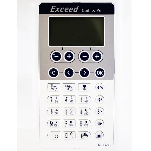 JUKI Exceed HZL-F400 close up view of display