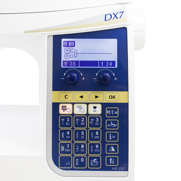 JUKI HZL-DX7 Sewing and Quilting Machine view of keypad