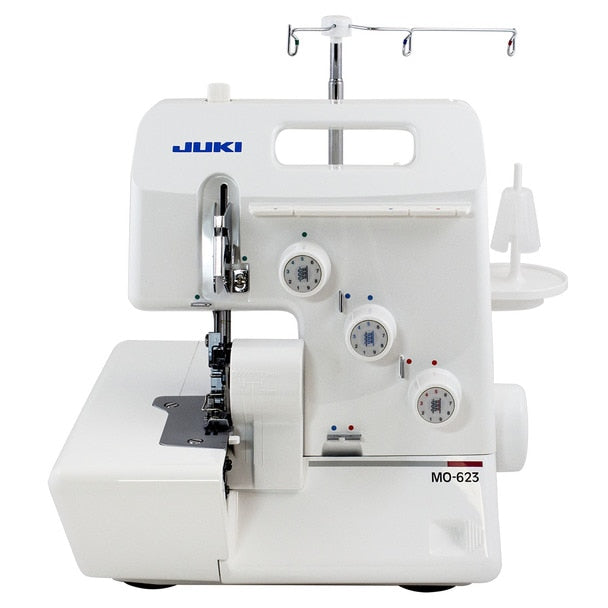 JUKI MO-623 2/3 Thread Overlock Serger Sewing Machine view of the front of the machine