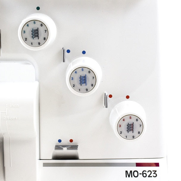 JUKI MO-623 2/3 Thread Overlock Serger Sewing Machine view of knobs