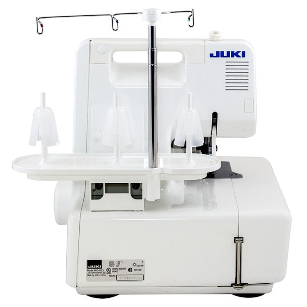 JUKI MO-623 2/3 Thread Overlock Serger Sewing Machine view of the back of the machine