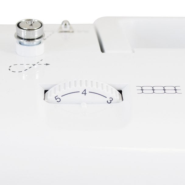 JUKI HZL-80HP close up view of adjustment wheel.