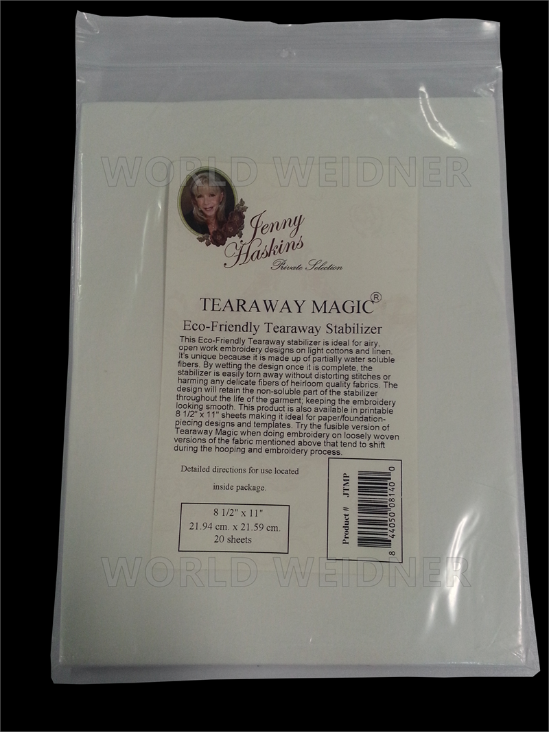 Janome Jenny Haskins Tearaway Magic Sheets Estabilizador (8.5"x11")