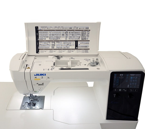image of the JUKI HZL-NX7 Kirei Professional Quality Sewing and Quilting Machine with its top open