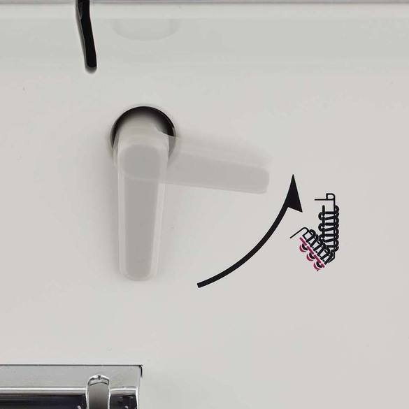 Juki MO-2800 Overlock Serger view of switch for threading