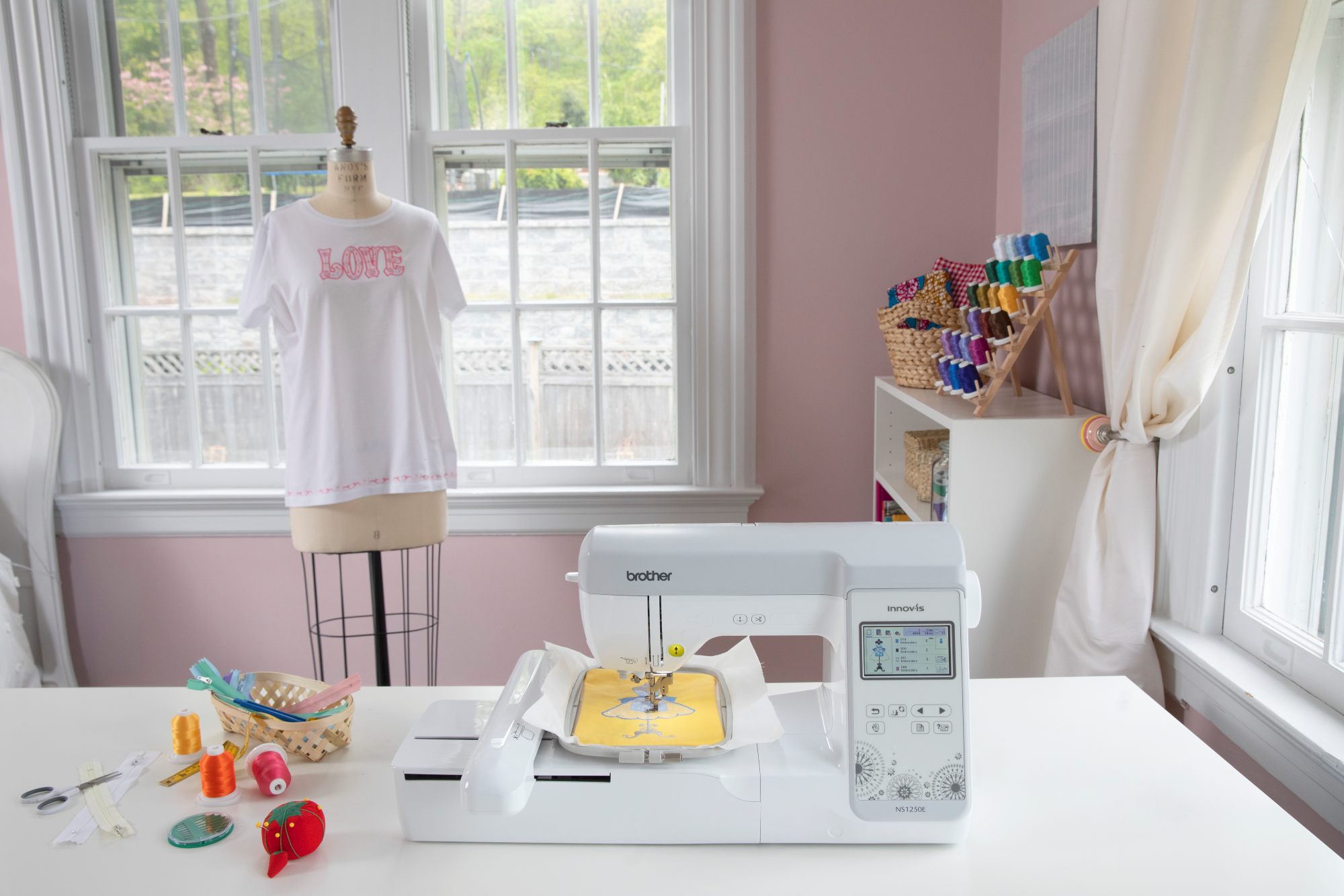 image of the Brother Innov-is NS1250E seven by five Embroidery Machine with example embroidery