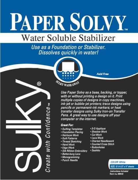Solvy Paper Solvy - PAPEL DE TRANSFERENCIA LAVABLE - Estabilizador soluble en agua