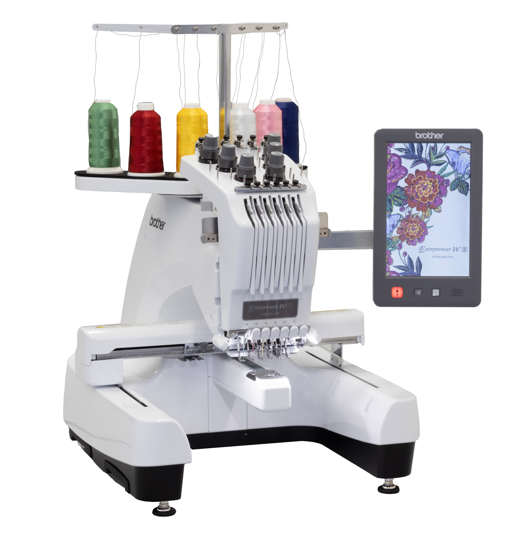 angled picture of the Brother Entrepeneur W PR680W twelve by eight six needle embroidery machine