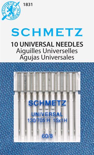 Schmetz 1831 Agujas universales para máquina de coser 130/705H 15x1 Tamaño 60/8 Paquete de 10