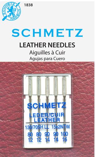 Schmetz 1838 Agujas para máquina de coser de cuero 130/705H-LL 15x1 Tamaño surtido Paquete de 5