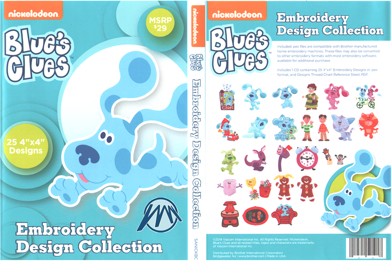 Brother SANICKBC Nickelodeon Blue's Clues PES Máquina Bordado Diseños CD