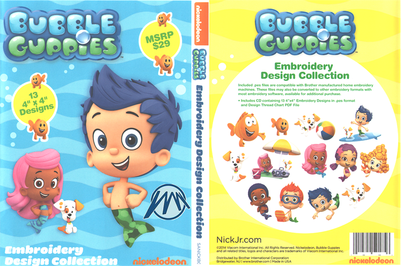Hermano SANICKBG Nickelodeon Bubble Guppies PES máquina bordado diseños CD