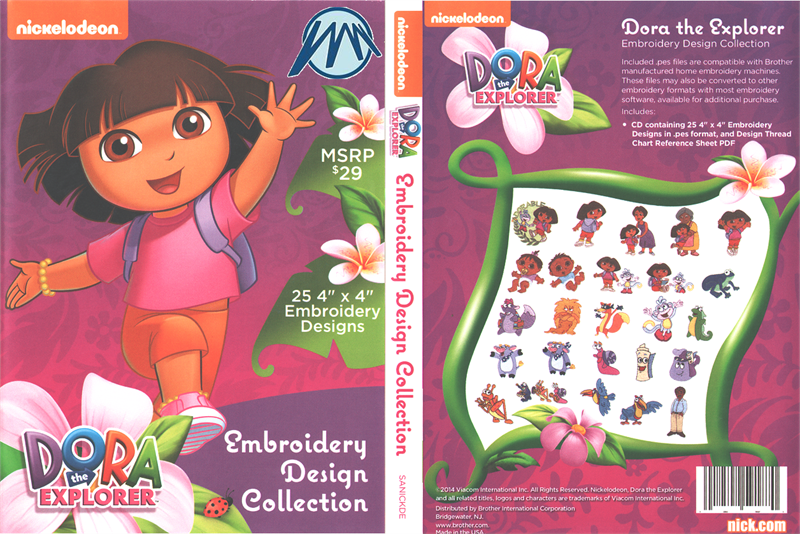 Hermano SANICKDE Nickelodeon Dora la exploradora PES máquina bordado diseños CD