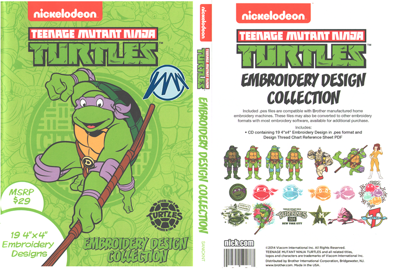 Hermano SANICKNT Nickelodeon Teenage Mutant Ninja Turtles PES máquina bordado diseños CD