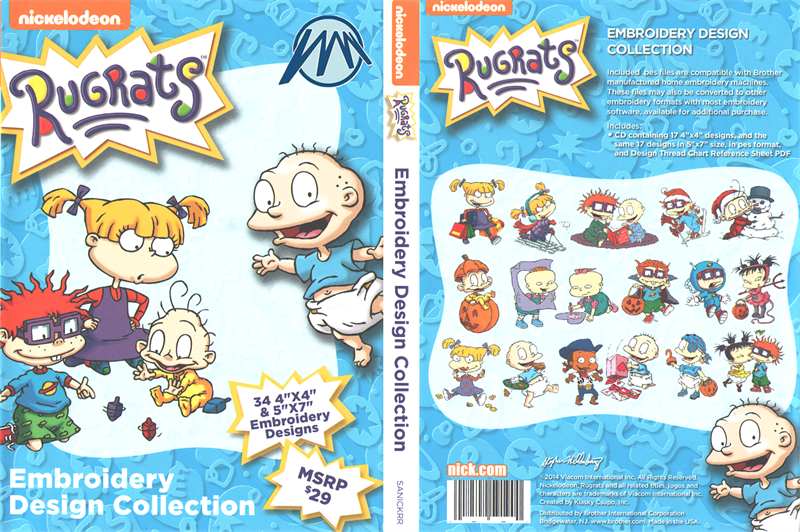 Brother SANICKRR Nickelodeon Rugrats PES Machine Embroidery Designs CD