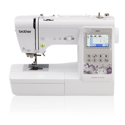 front facing image of the brother se600 four by four computerized sewing and embroidery machine