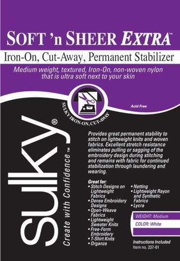 Sulky® Soft n Sheer Extra Fusible Iron-On No Show Estabilizador de bordado.- Paquete de 1 yarda