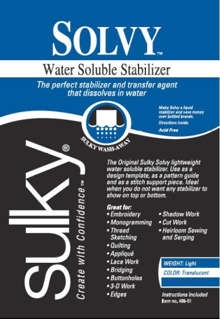 Sulky Solvy- ¡El estabilizador soluble en agua ligero Sulky Solvy original! Rollo de 12" x 9 yardas
