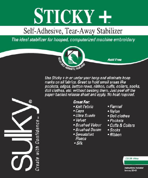 Sulky Sticky Self-Adhesive Tear-Away Stabilizer 12 sheets 7 1/2" x 9