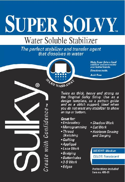 Sulky Super Solvy Heavier Water Soluble Stabilizer 8" x 9 yd Roll