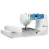 angled image of the EverSewn Sparrow X2 Sewing and Embroidery Combo Machine with embroidery hoop attached