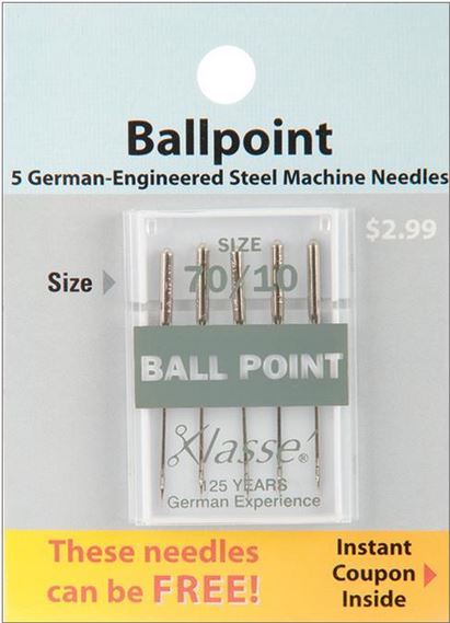 Klasse Size 70/10 Ballpoint Sewing Machine Needles