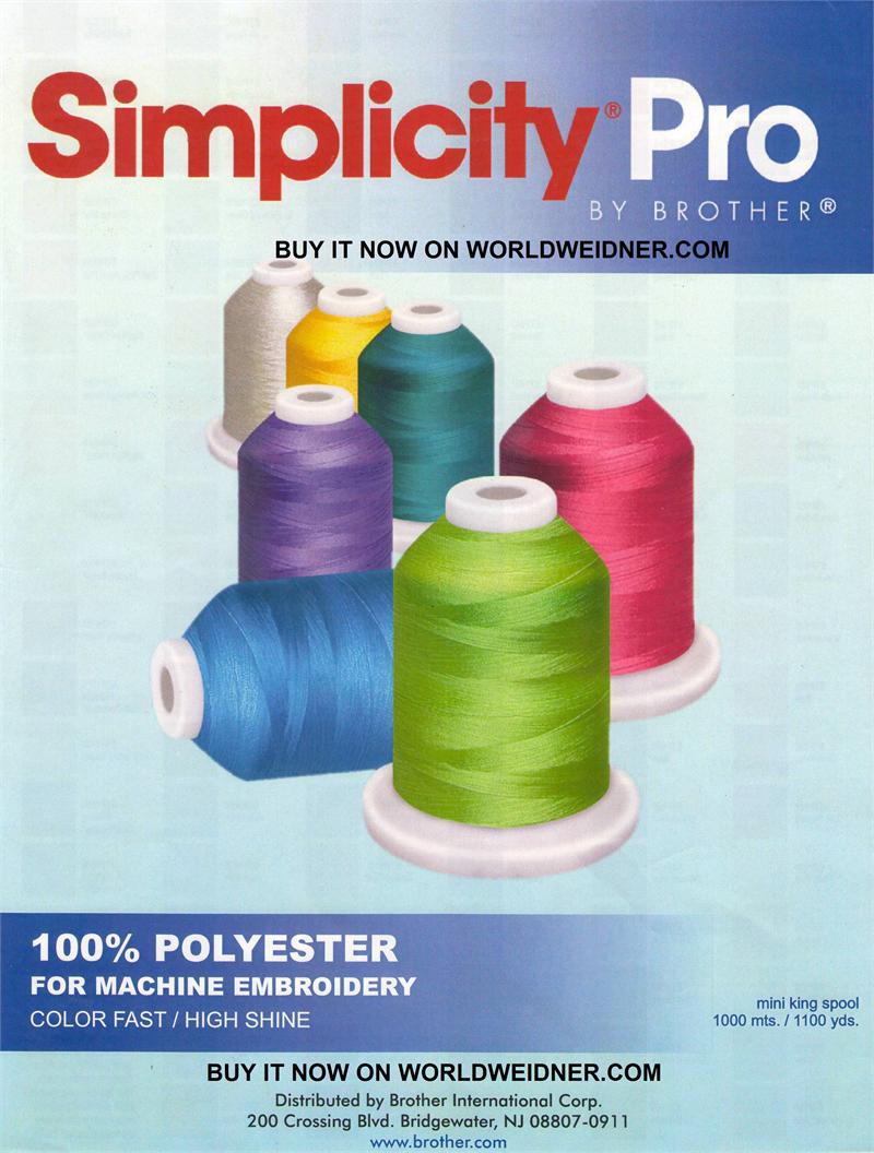 Simplicity Pro by Brother Hilo 100% poliéster para bordado a máquina Colores individuales