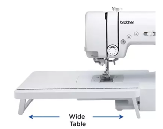 close up image of the Brother CP100X Computerized Sewing and Quilting Machine wide table