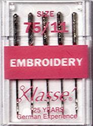 KLASSE MACHINE EMBROIDERY NEEDLES - Size 75/11