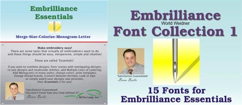 Embrilliance Essentials & Font Collection 1 Combo Embroidery Machine Software