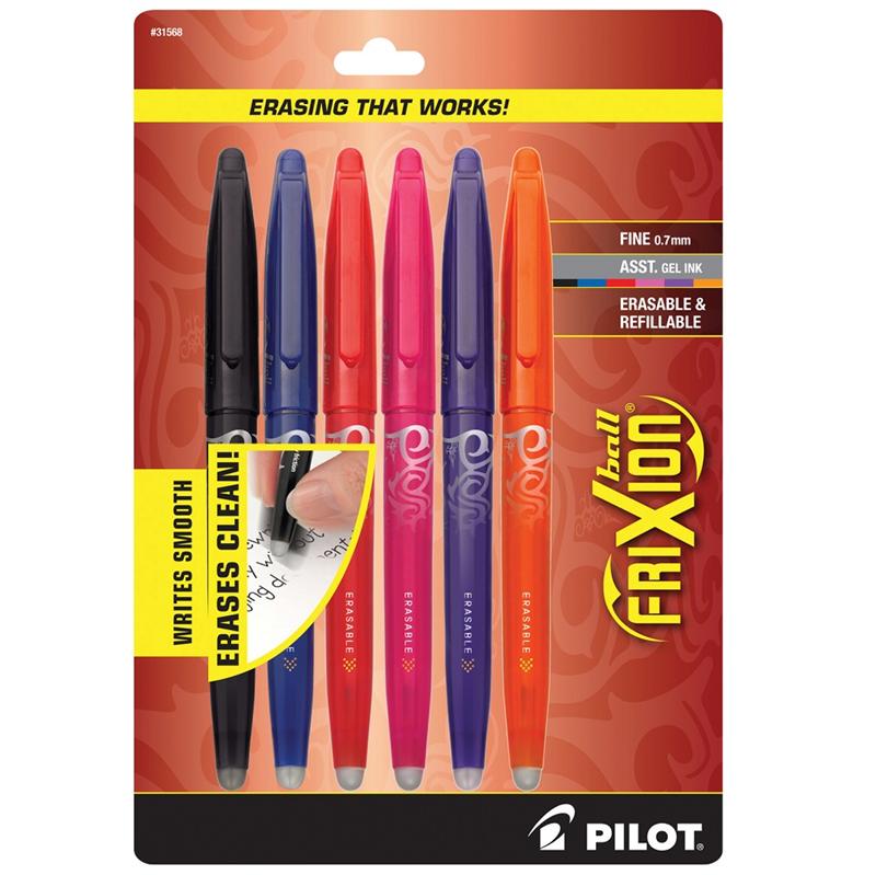 Pilot FriXion 6pk FX7C6001 Fine Point Erasable Gel Pens