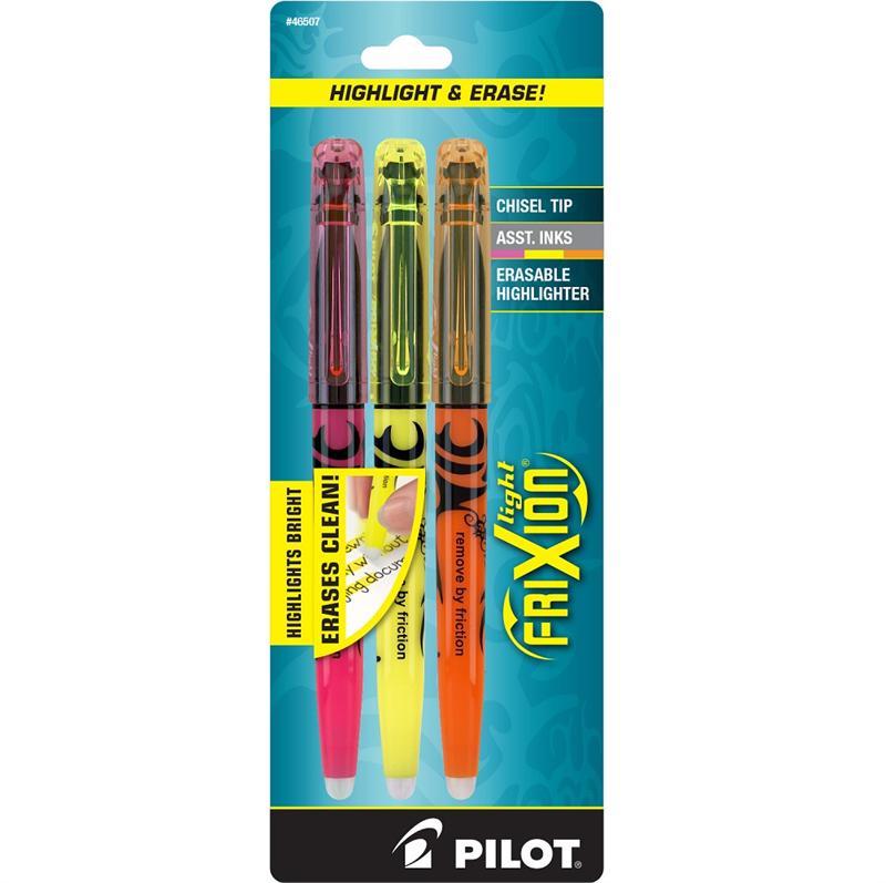 Pilot FriXion FXLC3001 Light Erasable Highlighter Pink, Yellow, and Orange (Three Pack)