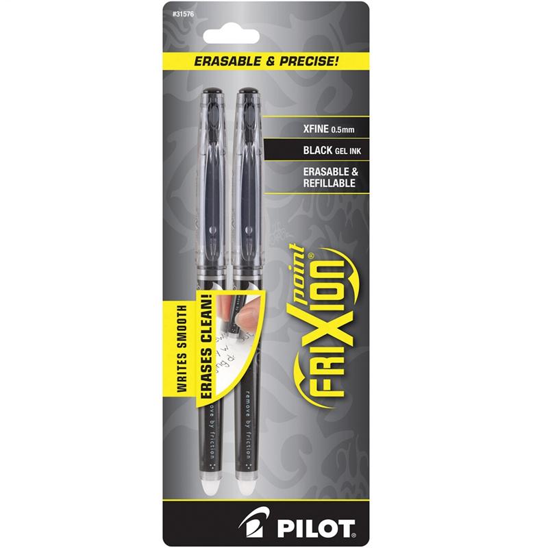 Pilot FriXion FXP52BLK Bolígrafo de gel borrable de punta extrafina negra (paquete de dos)