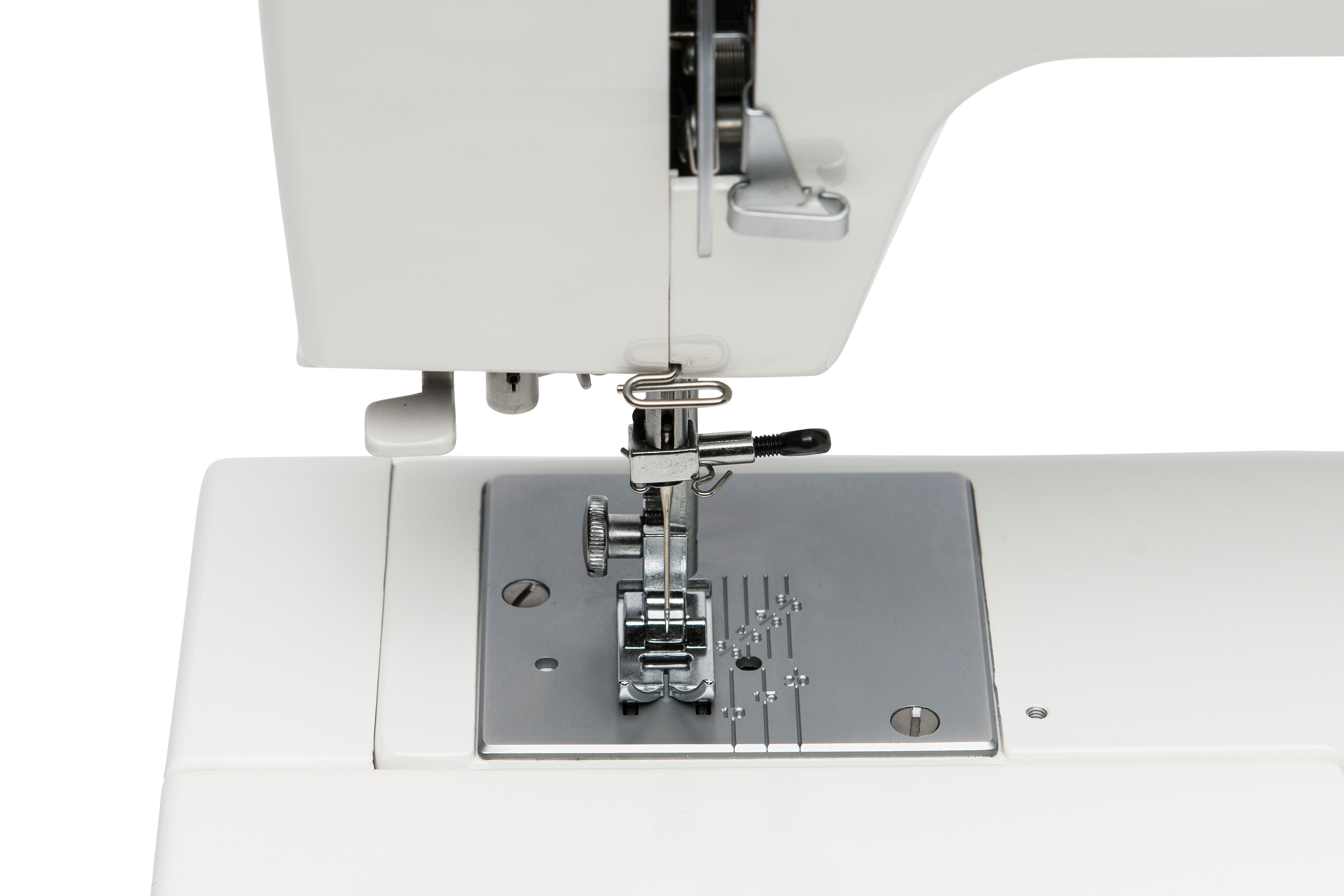 close up image of the Janome HD1000 Sewing Machine needle plate