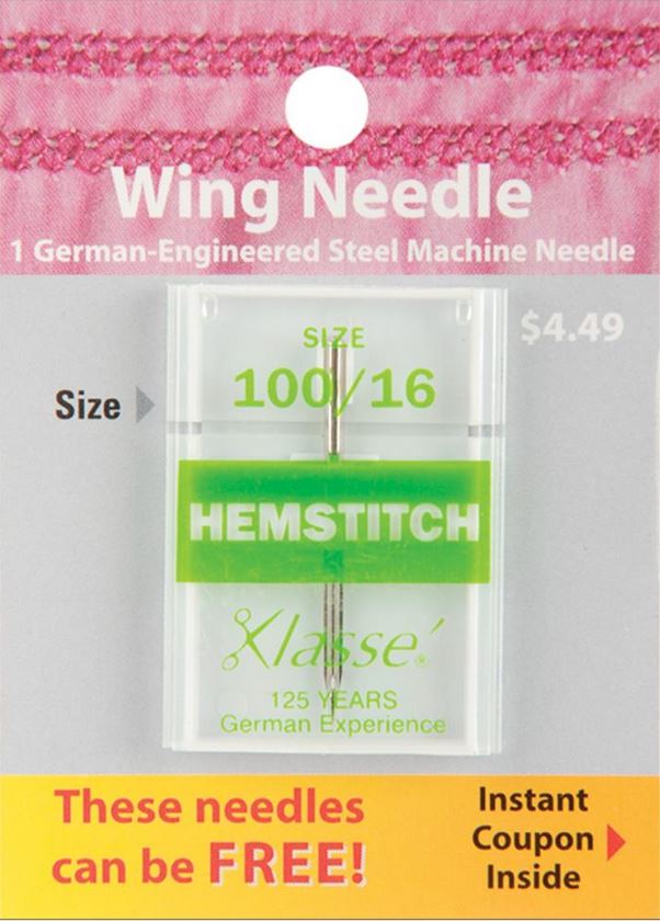 Klasse Hemstitch Wing Sewing Machine Needles - Size 100/16
