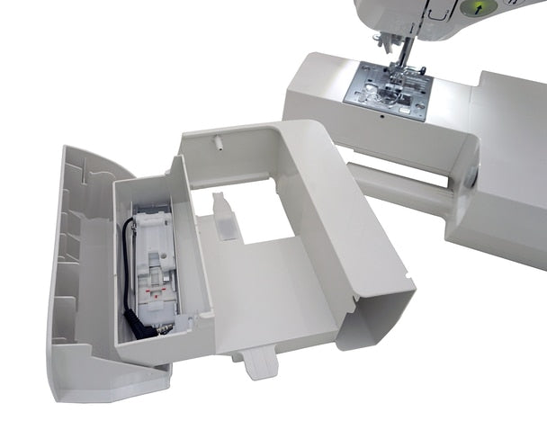 JUKI Exceed HZL-F300 view of storage compartment for the machine