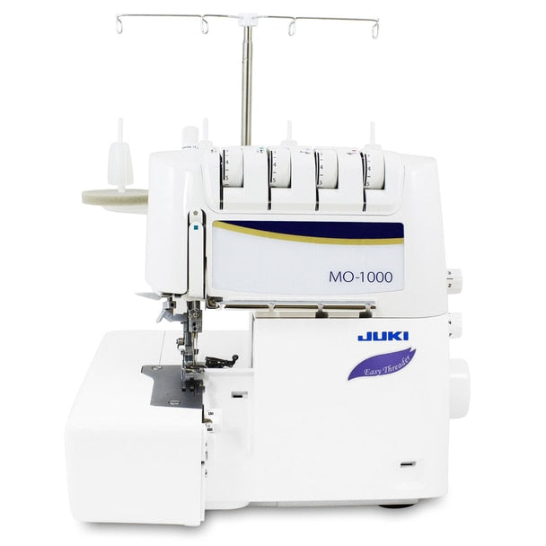 JUKI MO-1000 2/3/4 Air Threading Overlock Serger Sewing Machine view of the front of the machine