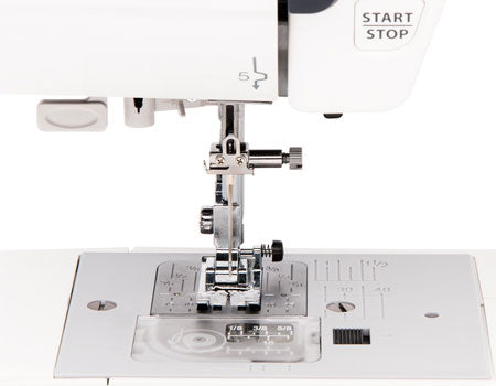 close up of the Janome JW8100 Sewing and Quilting Machine needle plate