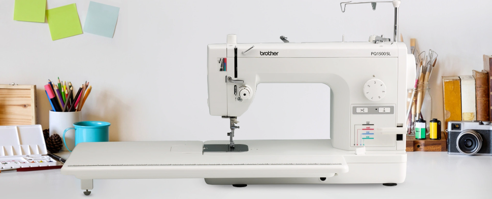 image of the Brother PQ1500SL High Speed Straight Stitch Sewing Machine on a table