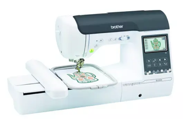 angled image of the Brother se2000 seven by five sewing and embroidery machine